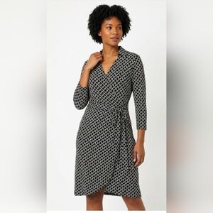 George Black and White V-Neck Sheath Dress size:L
